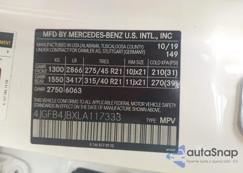 2020 Mercedes-Benz Gle 350 z USA, uszkodzony, nr VIN 4JGFB4JBXLA117333